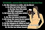 Schatzmix Spruch 10 Gründe Warum Bier Besser ist als eine Frau Metallschild Wanddeko 20x30 cm tin Sign Blechschild, Blech, Mehrfarbig