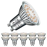 EACLL GU10 LED Warmweiss 6W Ersetzt 55W Halogen Leuchtmittel, 10er-Pack. 2700K 605 Lumen Birnen, AC 230V Flimmerfrei Strahler, Abstrahlwinkel 120 ° Spot, Nicht Dimmbar Reflektorlamp