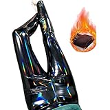 LBBL Sexy Leggings Mit Hoher Taille, Dickes Fleece Dünne PU-Ledergamaschen Schwarze Schlanke Lange Hosen Frauen Leggins Im Wet-Look Damen Thermohose (Color : Black, Size : Medium)