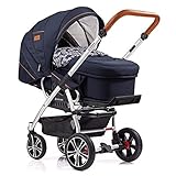 Gesslein Kombi-Kinderwagen F4 Air+ | Gestell: silber eloxiert | Lederschiebegriff: cognac | inkl. C2-Compact Tragetasche | Design: 061061