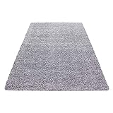Unbekannt Shaggy Hochflor Langflor Teppich Wohnzimmer Carpet Uni Farben, Rechteck, Rund, Farbe:Hellgrau, Größe:60x110
