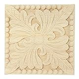 Pineapplen Naturholz Applikationen Quadrat Blume Carving Decals Dekorative Holzleisten Fuer Schranktuer Moebel Dekor Handwerk 8x8