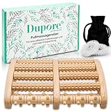 DUPORE® PREMIUM Fußmassageroller Holz+2x GRATIS Fingermassageringe - Fussmassageroller Holz Für Eine Wohltuende Fußmassage zur Effektiven Vorbeugung & Linderung Von Stress, Schmerzen & Fersensp