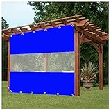 HJSLF Außenpavillon-Seitenpaneele Plane, Blau 0,5 mm PVC-transparenter Planenvorhang für Pavillon mit Ösen, 60 Größen (Color : Clear Blue, Size : 1.7x2m/5.6 X6.6FT)