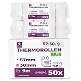 Ec-Cash Thermorollen 57mm x 9m x 12mm - Kassenrollen - Thermopapier - Bonrollen für Bankomat - Kredit-Kartenlesegeräte (57x30x12) - mit SEPA-Lastschrifttext (50 Rollen)