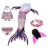 AIYIMEI Meerjungfrauenflosse für Kinder – Mädchen Meerjungfrauenschwanz Zum Schwimmen mit Bikini Set und M