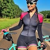 Frauen Triathlon Affe Radfahren Jumpsuit Langarm Hose Bike Jersey Sportanzug Enge dünne Fahrrad Haft (Color : Green, Size : XSmall)