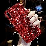 Uposao Kompatibel mit Samsung Galaxy A20S Hülle Strass Silikon Glitzer Hülle Bling Glänzend Kristall Diamant Mädchen Frauen Handyhülle TPU Silikon Hülle Crystal Case Tasche,R