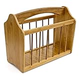 Relaxdays Zeitungsständer aus robustem Bambus mit Henkel als platzsparender Magazinhalter mit Tragegriff zum Transportieren für Zeitungen, Zeitschriften, Kreuzworträtsel HBT: 33 x 42 x 21 cm,