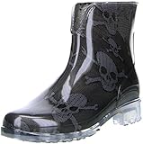 G&G Damen Stiefeletten Gummistiefel Regenschuhe Totenkopf Pirat schwarz/anthrazit, Größe:37, Farbe:Schw