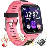 Smartwatch Kinder Telefon Uhr Touchscreen Kids Smart Watch für Kinder mit SOS Anruf Musik Spiel Taschenlampen, Kinderuhr Geschenk für Jungen Mädchen, 1 GB Micro SD Enthalten (rosa)