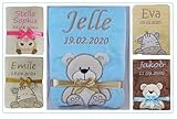 Kuschelige Babydecke mit Namen und Geburtsdatum GESCHENK Taufe GEBURT