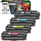 Cool Toner Kompatible 415X Tonerkartusche Ersatz für HP W2030X 415A W2030A 415 Color Laserjet Pro MFP M479fdw M479fdn M479fnw M479dw M479 M454dn M454dw (Schwarz, Cyan, Gelb, Magenta, 4er-Pack)