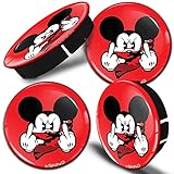 SkinoEu® 4 x 60mm Silikon Nabenkappen Kappen Rot Mittelfinger Maus Mouse Felgendeckel Radkappen Radnabendeckel Nabendeckel Auto Tuning C 35