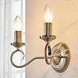 Lindby Wandleuchte, Wandlampe Innen 'Marnia' (Retro, Vintage, Antik) in Bronze aus Metall u.a. für Wohnzimmer & Esszimmer (2 flammig, E14) - Wandstrahler, Wandbeleuchtung Schlafzimmer /