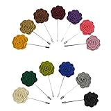 Soleebee YM013 Ansteckblumen Gemischt zufällig Herren Handgefertigt Revers Pin Blume Set im Knopfloch Schläger Revers Krawatte Brosche Wollstoff-Blume Boutonniere für Anzug (3 Stück)
