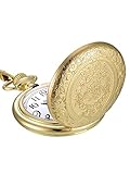 Golden Vintage Edelstahl Quarz Taschenuhr mit Halsk