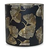 Exner Windlicht Glas Schwarz Ginkgo-Blatt - Retro Design - Moderner Kerzenhalter - Großes Windlichtglas 20