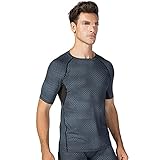 Laufshirt Herren Sommer Mode Spleißen Slim Fit Herren T-Shirt Modern Basic Rundhals Stretch Herren Kurzarm Gym Workout Breathable Herren S