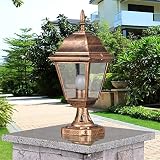Säulenlicht im Freien. Retro Bronze Aluminium-Druckguss-Säulen-Lampe Pfosten Laterne Tür Garten Villa Outdoor Gate Courtyard Shop Park Säule Licht Wasserdicht IP55. Weglandschaft Straßenbeleuchtung