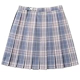 MEETFUN Damen Mini-Faltenrock, kariert, Frauen Mädchen Kurze hohe Taille gefaltete Skater Tennis Schule Rock (Lila Rauch, XL)