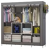 UDEAR Kleiderschrank Einfach aus Stoff Faltschrank Stoffschrank Furniture Bedroom Wardrobes (Grau)