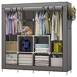 UDEAR Kleiderschrank Einfach aus Stoff Faltschrank Stoffschrank Furniture Bedroom Wardrobes (Grau)
