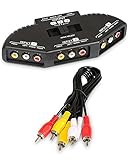 Fosmon 3-Wege Audio / Video RCA Switch Hub / Selector / Splitter/ Schalthebel /Umschalter/ Wahlschalter/ Verteiler/ Adapter mit 3 Input-Anschlüssen [+ 3 RCA (Cinch) Kabel] für Microsoft XBOX 360, playstation 3, PS3, Gamecube, Wii, DVD, VCR