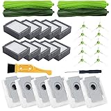 LOTIN teil-Set für Roomba i7 i7+ i6+ i3+ Plus Staubsauger, 2 Set Gummibürsten für mehrere Oberflächen und 10 hocheffiziente HEPA-Filter und 10 Seitenbürsten und 6 Schmutzentsorgungsb