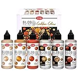 Viva Decor®️ Blob Paint Farbset Golden Glow (6 x 90 ml) gebrauchsfertige Farben für Blob Painting/Dot Painting Art - Dotting Tool für Leinwand, Mandala UVM. - Made in Germany