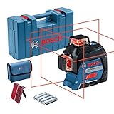 Bosch Professional Linienlaser GLL 3-80 (roter Laser, max. Arbeitsbereich: 30 m, 4x AA Batterie, im Handwerkerkoffer), B
