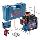 Bosch Professional Linienlaser GLL 3-80 (roter Laser, max. Arbeitsbereich: 30 m, 4x AA Batterie, im Handwerkerkoffer), B