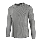 Qienjn Strickpullover Herren Basic Einfarbig Klassischer All-Match Rundhals Langarm Herren Pullovers Herbst Und Winter Neue Lässig Locker Bequemer Herren Sw