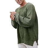 GAOHONGMEI Herren Strickpullover Winterpullover Mantel Herren Rundhals Langarm Pullover Winter Grobstrick Casual Outwear Jacken Top Armeegrün XXL