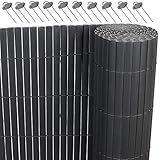Lestarain PVC Sichtschutzzaun Sichtschutzmatte Gartenzaun Sichtschutz Windschutz für Balkon &Terrasse,Grau 300 * 160