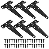 HQdeal 6Pcs 4 Zoll 100mm T-Scharnier Schwerlast Dreieck Scharniere Türscharniere Verzinkt Schmiedeeisenwaren Kreuzgehänge Baubeschlag Gartentorband zum Gartentüren Schuppentür Scheunentore Schw