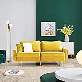 HOMODA Sofa 3 Sitzer, Samt, Modern Couch mit Holzgestell und Metallfüße Polstersofa für Wohnzimmer Wohnung Jugendzimmer, 180 x 80 x 80