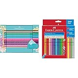 Faber-Castell 201641 - Geschenkset Sparkle, 20 Buntstifte und Eine Sleeve Spitzdose Mini & 201540 - Promotionset Colour Grip 18+4+2