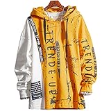XIAOYAO Herren Kapuzenpullover Sweatjacke Pullover Hoodie Sweatshirt (Gelb, L)