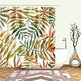 XCBN Duschvorhänge Tropische Pflanzen Blumen Gedruckte Badezimmer Duschvorhang Wasserdichter Badvorhang Bad Bildschirmdekoration A28 150x200