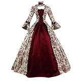 Hopoter Damen Mittelalter Kleid Prinzessin Court Kleider Maxikleid Gothic Cosplay Kleidung Renaissance Abendkleid Große Größen Frauen Retro Kleid Party Festlich Halloween Karneval Kostü