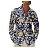 Herren Freizeit Hemd Langarm Revers Freizeithemden Blumenmuster Muster Hemden Button Down Regular Fit Männer Print Shirt Oberhemden Jungen Langarmshirt Lang