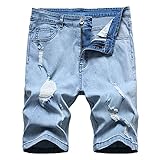 Generic Kurze Biker-Jeans FüR Herren In Distressed-Optik Modische, Zerrissene, Gewaschene Denim-Shorts LäSsige Moto-Jeans-Shorts FüR Den Sommer from liangduming (XXL,Hellblau)