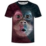 CICIYONER Herren T-Shirt 3D Druck Lustiger Orang-Utan Gesicht Dicker Bauch Männer Sommer Tshirts Oansatz Kurzarm Tops Bluse (Mehrfarbig, M)