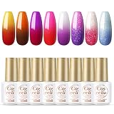 Coscelia 8pcs UV Nagellack Temperatur Farbwechsel Set UV/LED Nagellack Thermo Gellack Set Temperatur Farbwechsel Gellacken S