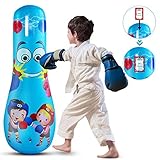 Kinder Aufblasbarer Boxsack, 47 Zoll hoch Freistehendes Boxspielzeug Fitness Boxsack Schwerer Boxsack Stressabbau Aufblasbarer Boxposten für Kinder Indoor Übung