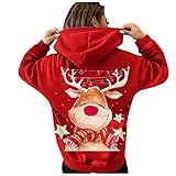 Yowablo Sweatshirt Damen Lose Weihnachten Langarm Casual Hoodies Pullover Top (M,1rot)