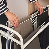 Hosenbügel Kleiderständer auf rollen 2-Schicht Hosen-Organizer-Rack Für Platzsparer Im Schrank, Kleiner Raum Aufbewahrungswagen Mit Rollen & 10 Kleiderbügeln Für Schal Jeans Hosen Schlafzimmer, Weiß