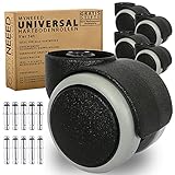 MYNEEED Bürostuhl Hartbodenrollen mit 10mm & 11mm Stifte - Sicherheits Stuhlrollen ohne Stift für Laminat Parkett Fliesen - Kratzerfrei und Leise Rollend - TÜV&GS Geprü