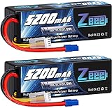 Zeee 3S LiPo Akku 11,1V 80C 5200mAh Hardcase Batterie mit EC3 Steck für RC Auto, RC Flugzeug, RC Hubschrauber, RC Hobby (2 Packungen)